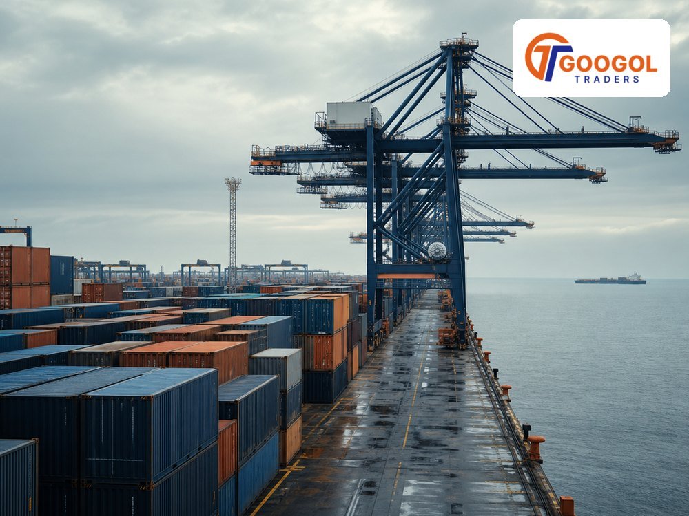 Idle container gantry cranes over an empty berth during scheduled blank sailings
