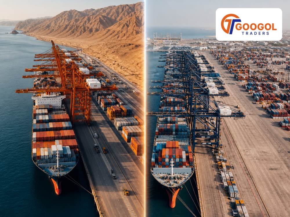 Map view of Saudi Arabia's main gateways: Jeddah Islamic Port on the Red Sea and King Abdulaziz Port Dammam on the Arabian Gulf
